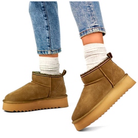 Cizme de dama piele, cizme de zapada maro piele intoarsa YU9001KH 1