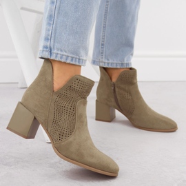 Cizme pentru femei pe pilonul Openwork Suede Dark Beige M. Daszyński SA217-6 bej 5