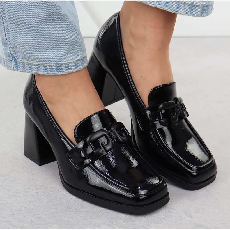 Pantofi pentru femei pictate pe postul negru Potocki SZ12553 1