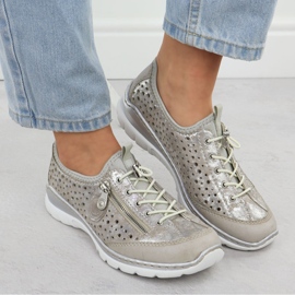 Pantofi pentru femei confortabile OpenWork Beige Rieker L32P6-90 placat cu argint bej 5