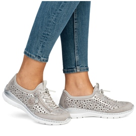 Pantofi pentru femei confortabile OpenWork Beige Rieker L32P6-90 placat cu argint bej 3