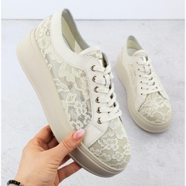 Încălțăminte pe platforma de dantelă bej S.Barski Hy51-059 1