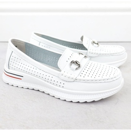 Pantofi din piele deschisă, White Vinceza 95331 Loafers alb 2