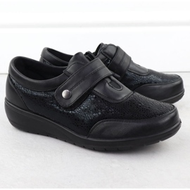 Pantofi confortabili pentru femei cu Velcro Black Unisoft 9022 negru 2