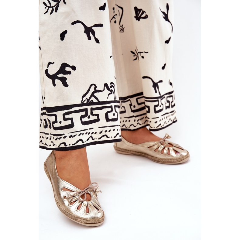 Balerine plate din piele naturală Zazoo 10179 Zlotys de aur 2