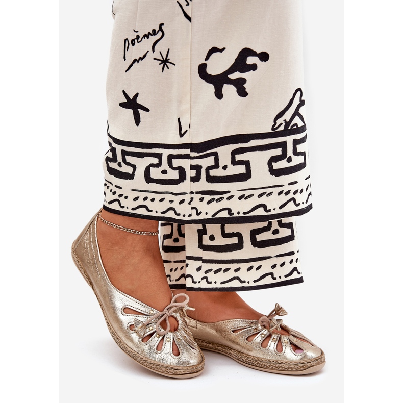 Balerine plate din piele naturală Zazoo 10179 Zlotys de aur 1