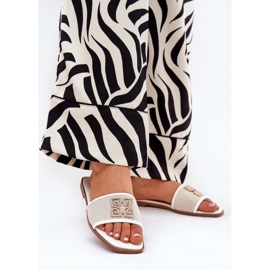 Boto Flip -flops elegante pentru femei cu decor plat cu degetele plate alb 2