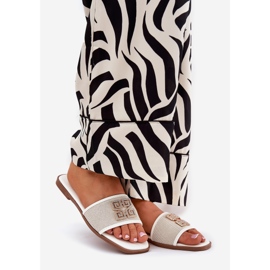 Boto Flip -flops elegante pentru femei cu decor plat cu degetele plate alb 1