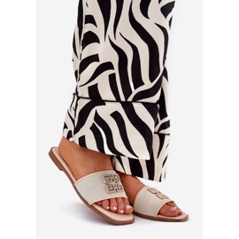 Flip -flops elegant pentru femei cu decorare plană bej 1