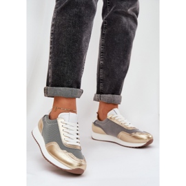 S.Barski Pantofi sport din piele Adidași pentru femei LR51-847 PLN de aur 2