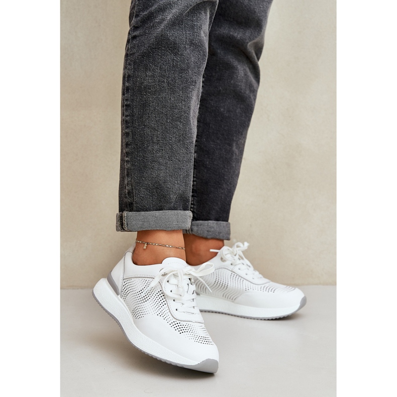 S.Barski Pantofi sport din piele Sneakers S. Barski LR51-551 Alb 2