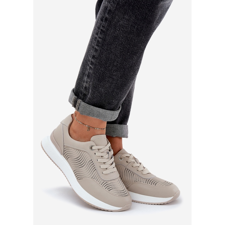 S.Barski Pantofi sport din piele Sneakers S. Barski LR51-551 Beige bej 1 S.Barski Pantofi sport din piele Sneakers S. Barski LR51-551 Beige bej 1