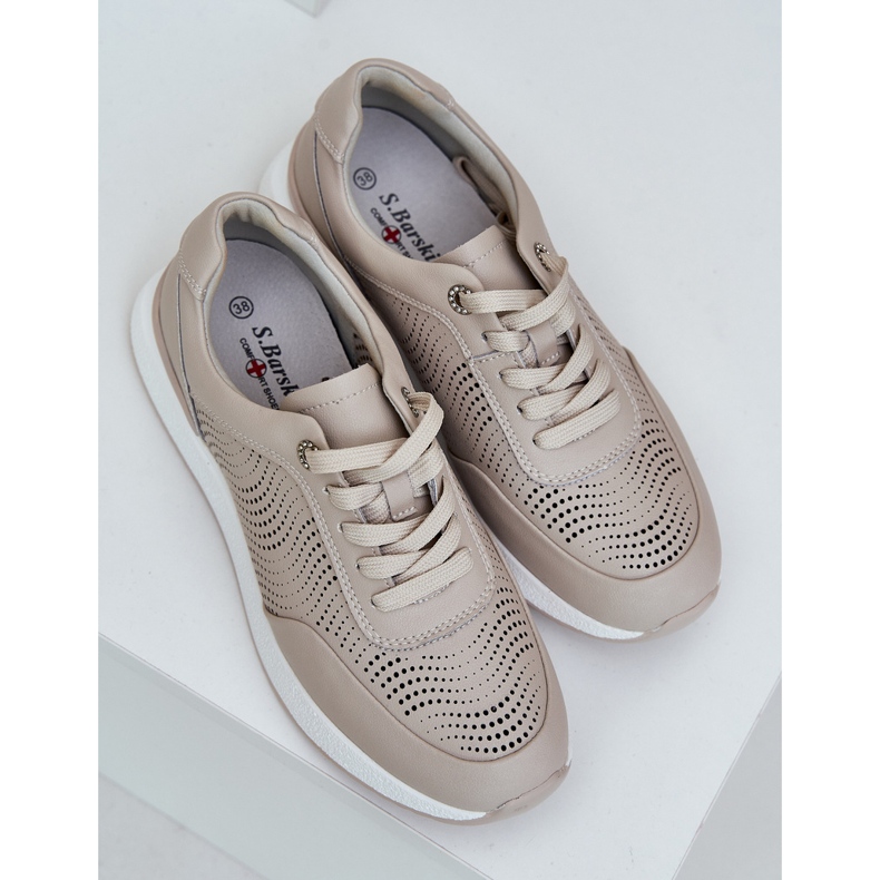 S.Barski Pantofi sport din piele Sneakers S. Barski LR51-551 Beige bej 2 S.Barski Pantofi sport din piele Sneakers S. Barski LR51-551 Beige bej 2