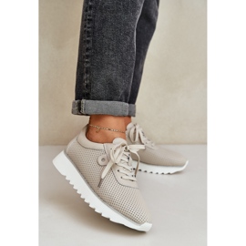 S.Barski Pantofi sport din piele pe platformă cu sclipici LR51-629 bej 2 S.Barski Pantofi sport din piele pe platformă cu sclipici LR51-629 bej 2