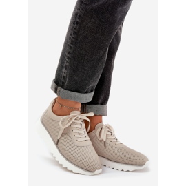 S.Barski Pantofi sport din piele pe platformă cu sclipici LR51-629 bej 1 S.Barski Pantofi sport din piele pe platformă cu sclipici LR51-629 bej 1