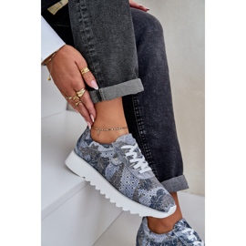 S.Barski Încălțăminte sport cu piele de căprioară pe o platformă cu D&amp;A LR51-635 Glitter albastru 1