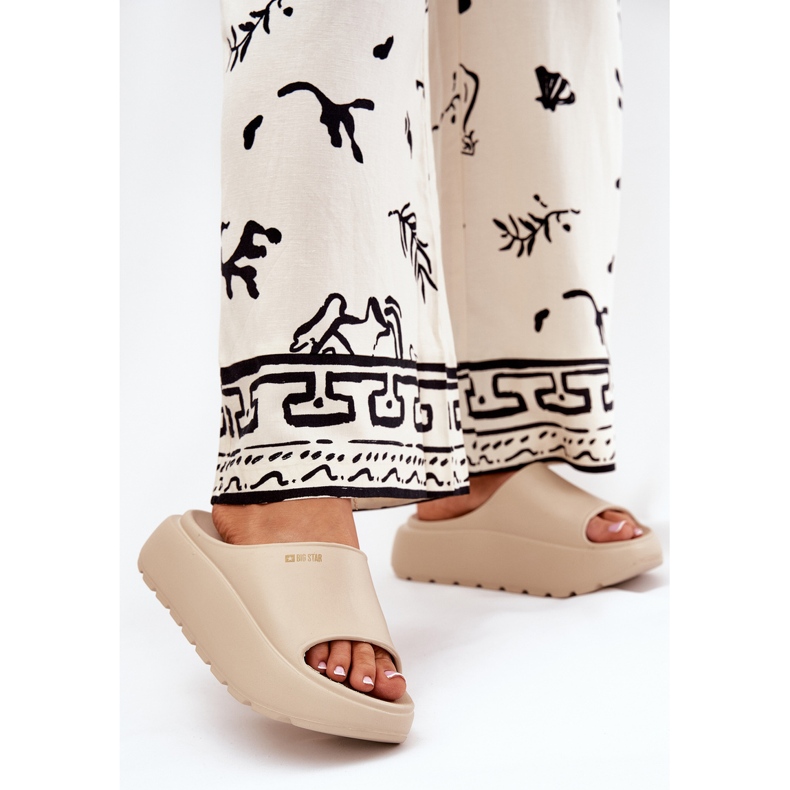 Papuci pentru spumă pentru femei pe Big Star RR274A569 Platforma bej 2