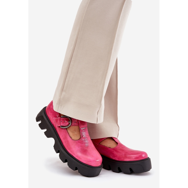 Nu -i lipsea pantofii din piele cu o cataramă Zazoo 20183 Fuchsia roz 1