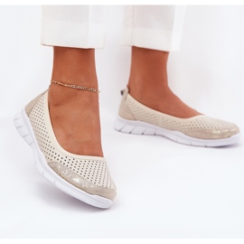 Openwork din piele Vinceza Ballerinas 95323 Beige bej 2