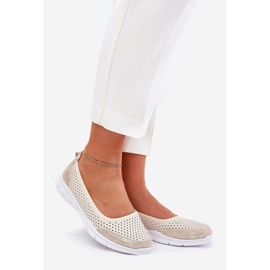 Openwork din piele Vinceza Ballerinas 95323 Beige bej 1