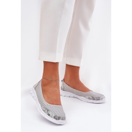 Openwork din piele Vinceza Ballerinas 95323 Grey gri 2