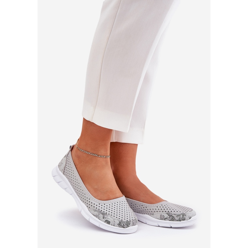 Openwork din piele Vinceza Ballerinas 95323 Grey gri 1
