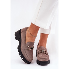 Vinceza Pantofi pentru femei Eco Suede cu decorare Vincez 39921 Dark Beige bej 2