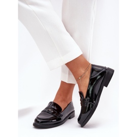 Plăcile elegante pentru femei lăcuite din piele naturală Vinceza 18100 Negru 2