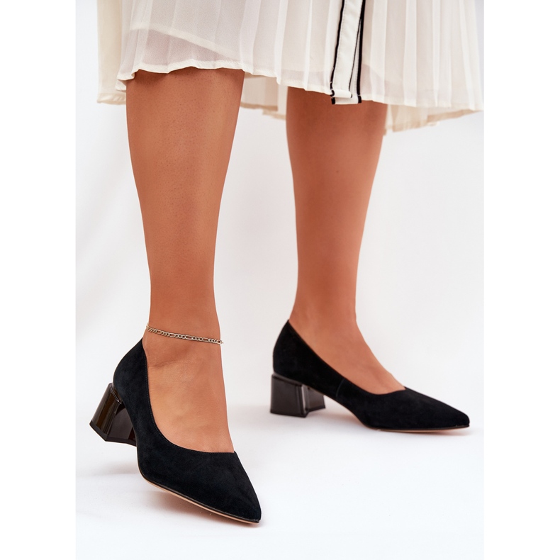 Pompe netede din piele de căprioară cu unelte ascuțite Vinceza 66736 Negru 2