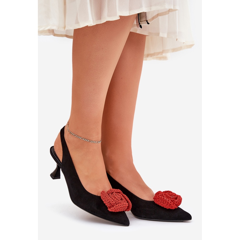 Pompe elegante din piele de căprioară pe Chebello 4666 Black Szpilka negru 1