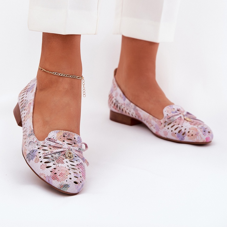 Jezzi Balerine deschise cu un arc de flori eco în piele de căprioară Amepitrea multicolor roz 2 Jezzi Balerine deschise cu un arc de flori eco în piele de căprioară Amepitrea multicolor roz 2