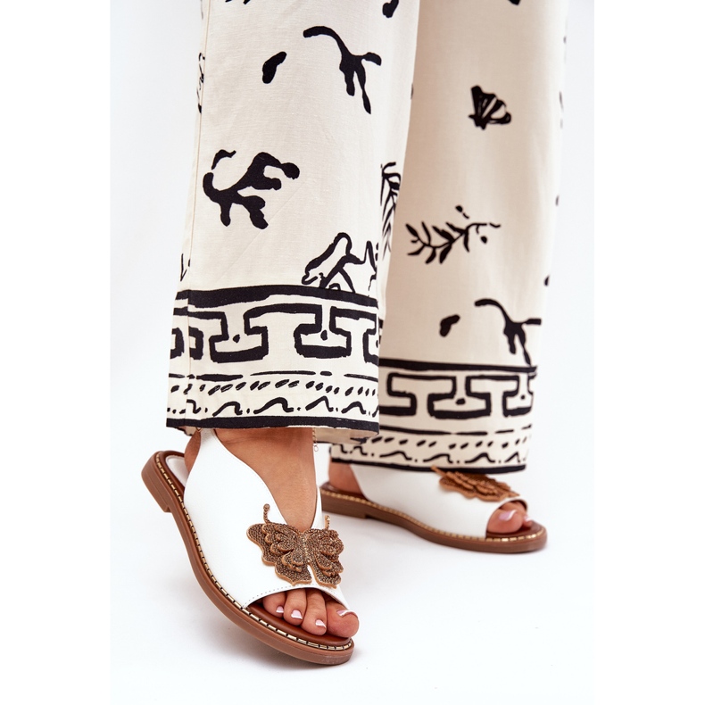 Jezzi Sandale pentru femei cu o flatară cu o decorare albă 2