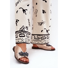 Jezzi Sandale strălucitoare pentru femei cu decor auriu roz plat 2 Jezzi Sandale strălucitoare pentru femei cu decor auriu roz plat 2