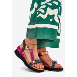 S.Barski Sandale din piele pentru femei CR51-135 Navy albastru 1