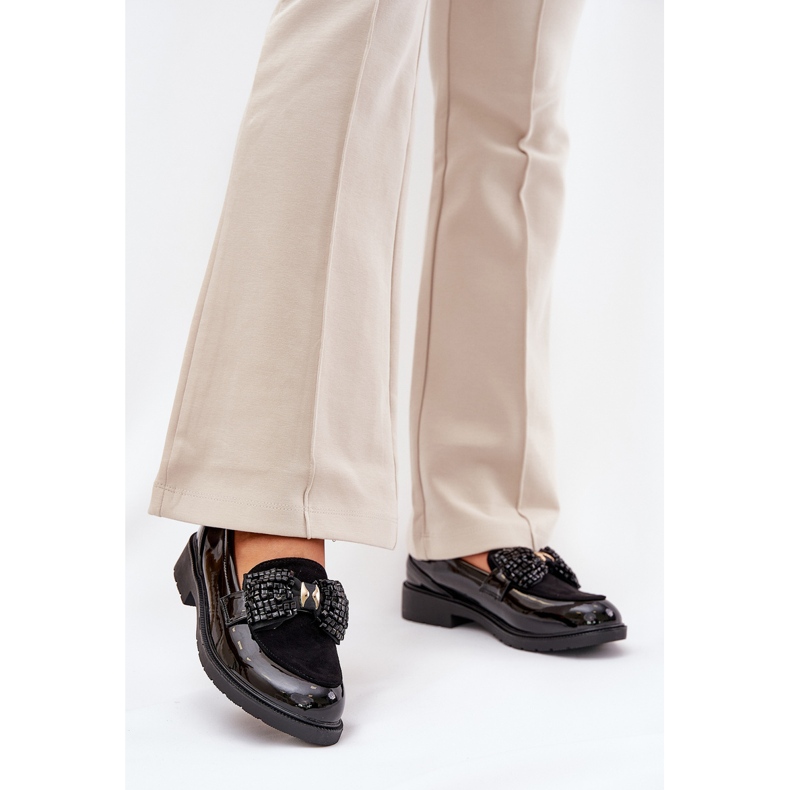 Mocasinele femeilor pictate cu un arc s.barski hy51-319 negru 2