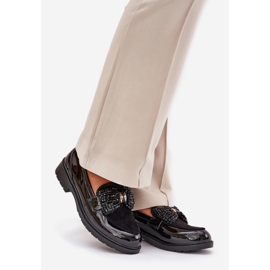 Mocasinele femeilor pictate cu un arc s.barski hy51-319 negru 1