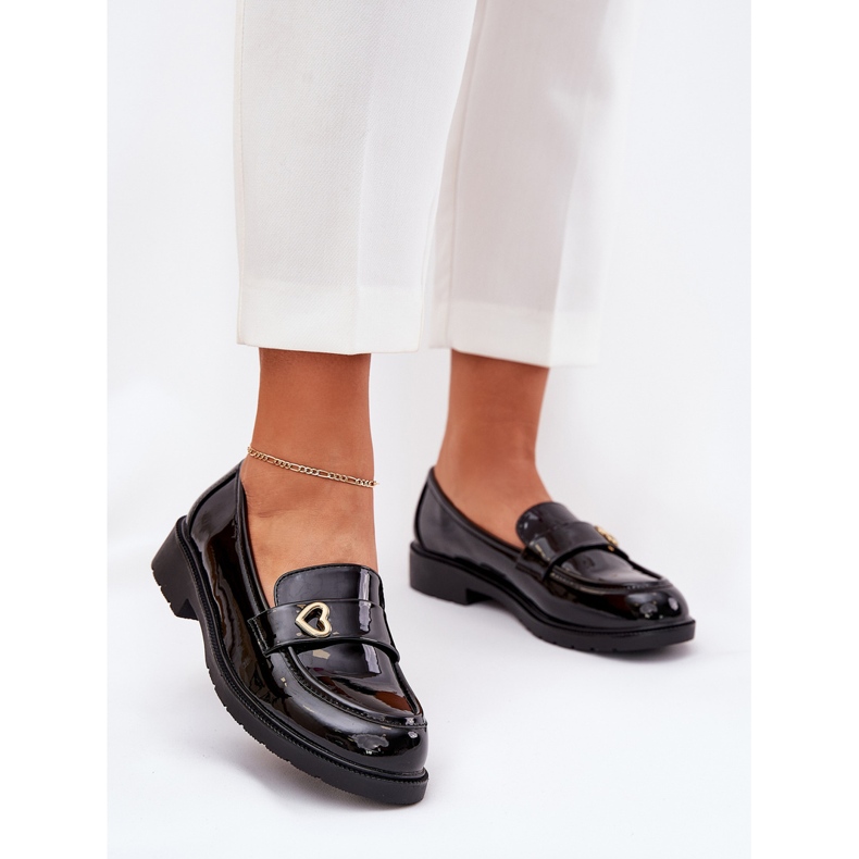 S.Barski Picted Women Loafers cu Heart S. Barski Hy51-379 Negru 2
