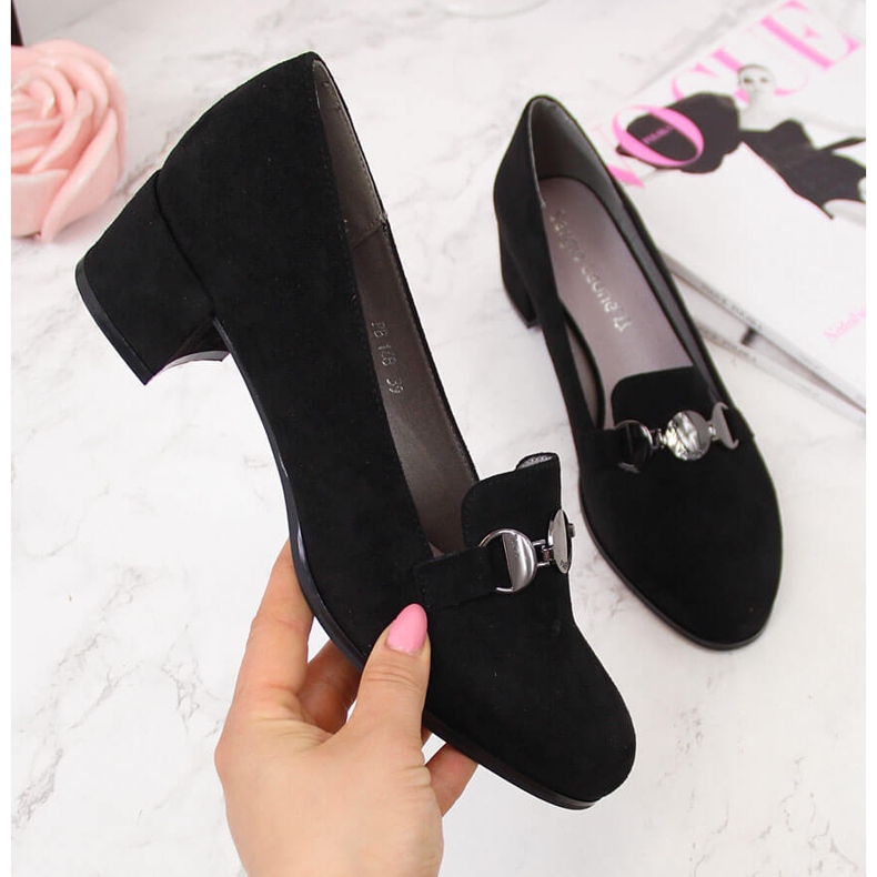 Pantofi negri de damă cu bloc de Sergio Leone negru 2 Pantofi negri de damă cu bloc de Sergio Leone negru 2