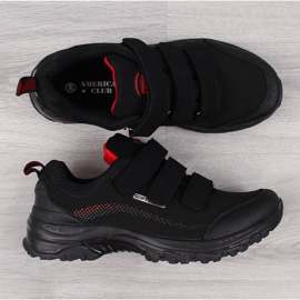 Pantofi de trekking cu Velcro impermeabili negru si rosu American Club 2