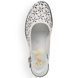 Openwork Sandals piele pentru femei White Full White Rieker 40981-80 Alb 2