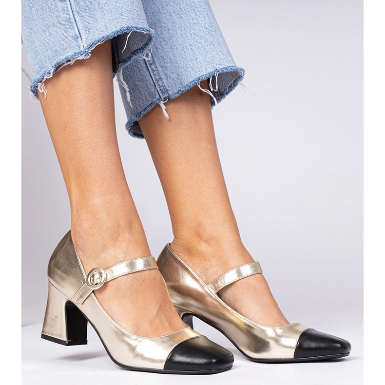 Pompe de femei aurii cu nasul negru de aur 2