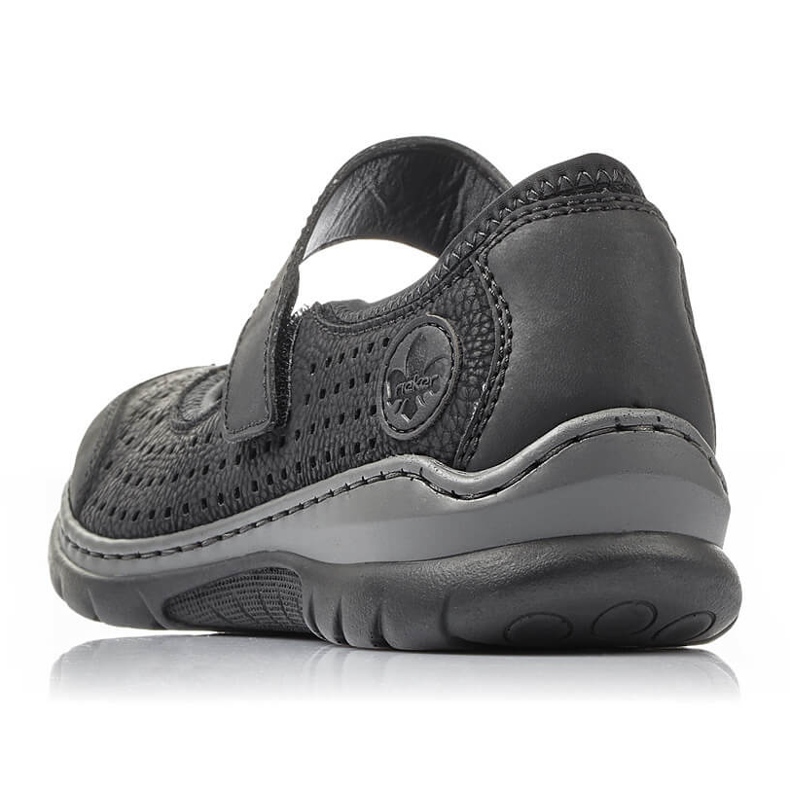 Pantofi confortabili de damă ajurat cu velcro negru Rieker L32B5-00 2