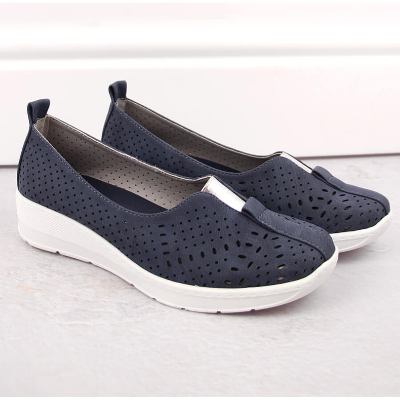 Pantofi slip-on ajurat pentru damă Jezzi RMR1840-13 gri 2