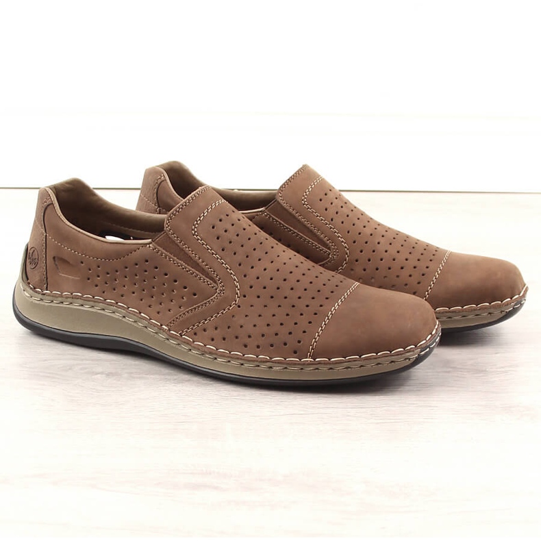 Rieker 05286-24 pantofi maro cu slip-on pentru bărbați din piele 1