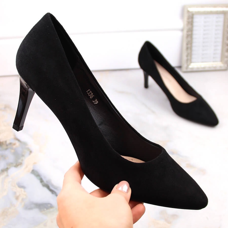 Pompi stilettos de piele intoarsa neagra Sergio Leone 1336 negru 2