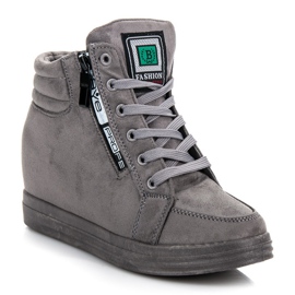 Tenisi din piele intoarsa gri 1