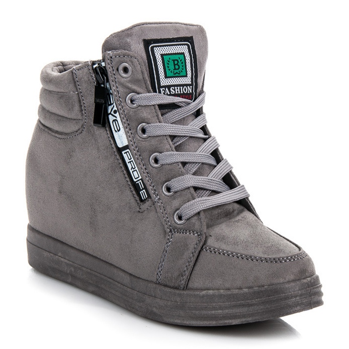 Tenisi din piele intoarsa gri 1