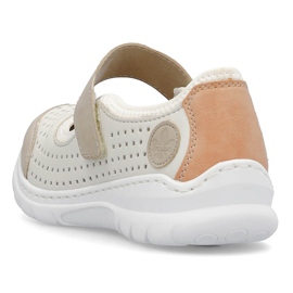 Pantofi confortabili de dama ajurati cu velcro, bej Rieker L32B5-81 1