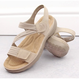 Sandale confortabile de damă cu velcro și benzi elastice, bej Rieker 64870-62 2 Sandale confortabile de damă cu velcro și benzi elastice, bej Rieker 64870-62 2