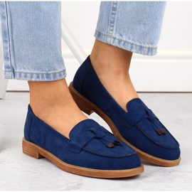 Pantofi slip-on dama din piele intoarsa, albastru Vinceza 3
